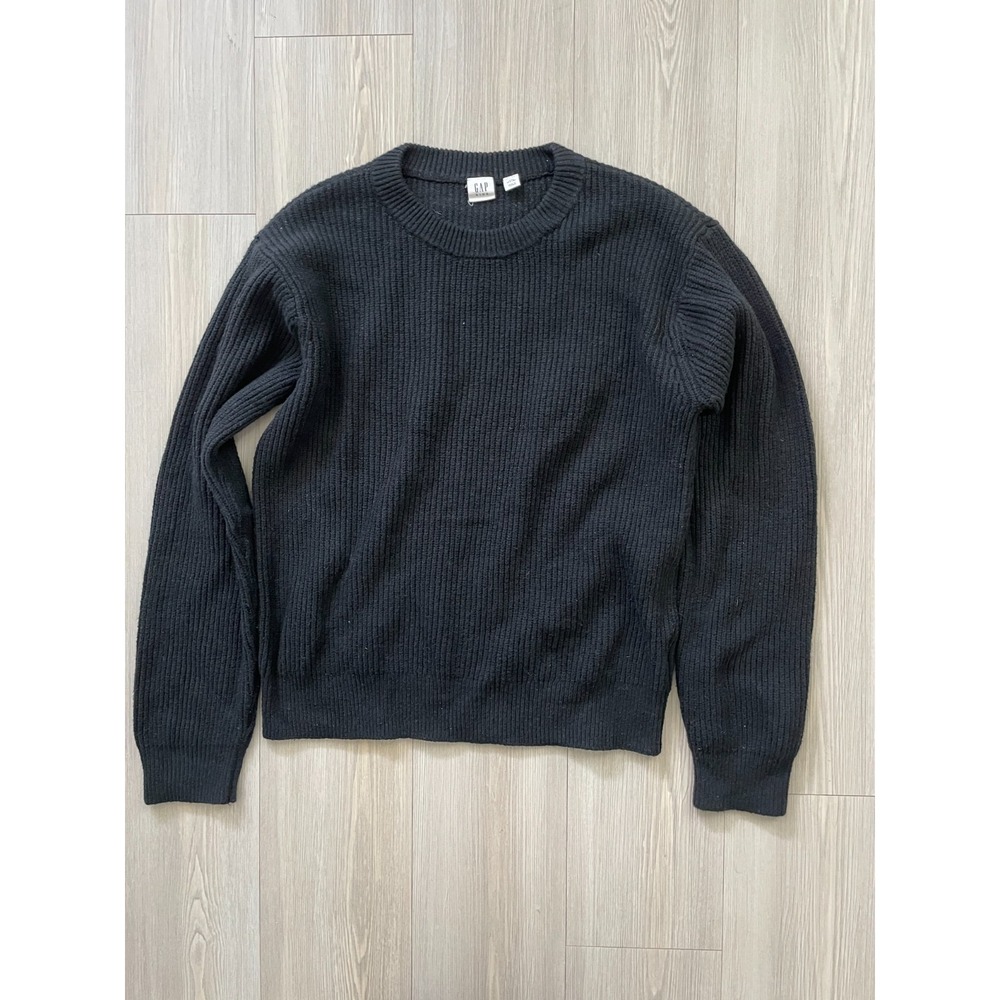 Gap Kids Black Crewneck Ribbed Chunky Knit Sweater Sz XXL (14-16) Casual Holiday
